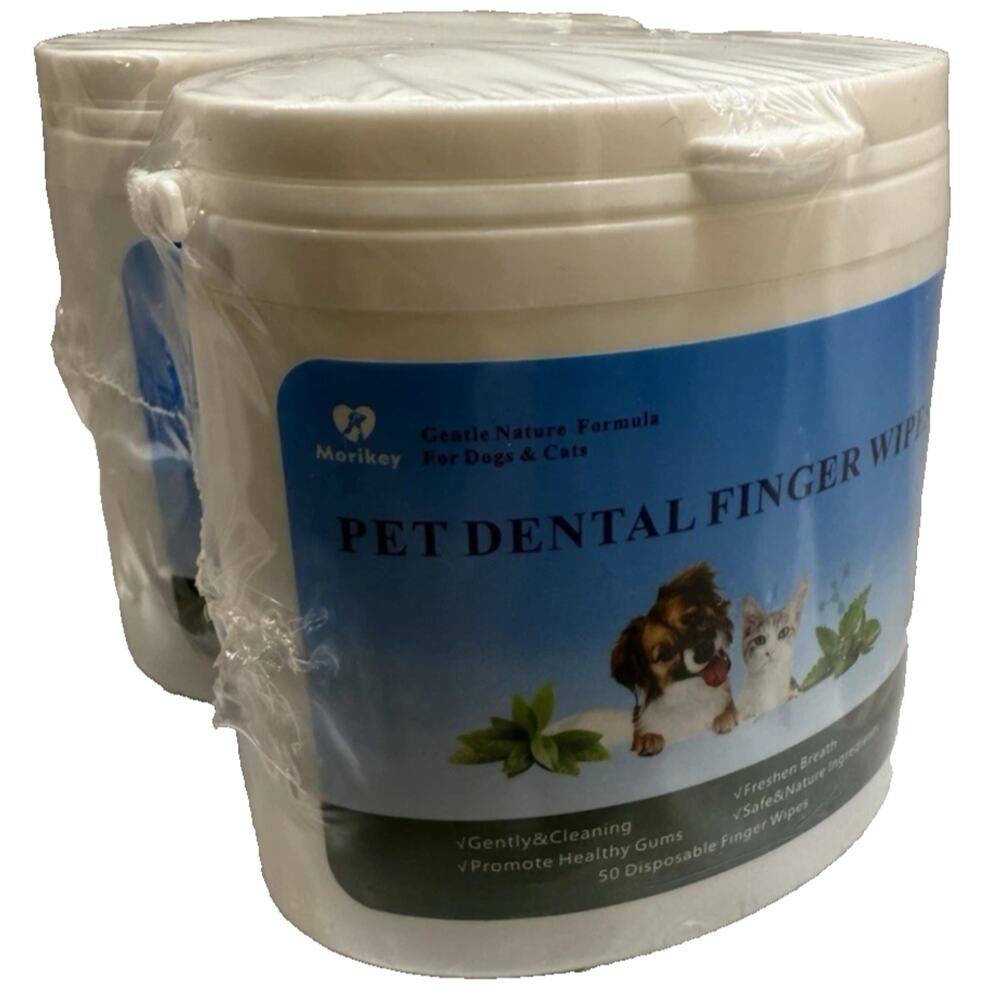 Package of 2 Morikey Pet Dental Finger Wipes Gentle Formula for Dogs & Cats